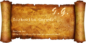 Iczkovits Gergő névjegykártya